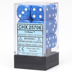 Chessex Dice: 16mm D6 12ct Speckled Water CHX25706