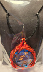 Hymgho Dice: D20 Necklace Dragon Claw Blue Sparkle Red HYJ012