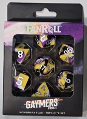 FanRoll Dice: 7 Set Polyhedral Gaymers Pride NonBinary Flag 7506