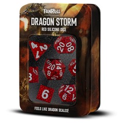 FanRoll Dice: 7 Set Polyhedral Dragon Storm Silicone Red Dragon 10931