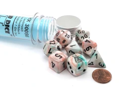Chessex CHX30056 - 7-Die Set Lustrous Luminary: Sea Shell/Black LAB DICE