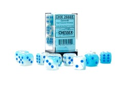 Chessex 16mm d6 Set: Gemini Luminary - Pearl Turquoise-White w/Blue - CHX26665