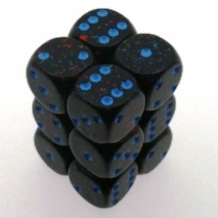 12 Blue Stars Speckled 16mm D6 Dice Block Chx 25738