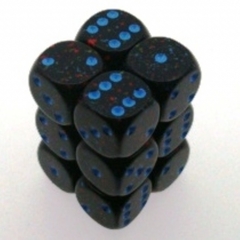12 Blue Stars Speckled 16mm D6 Dice Block Chx 25738