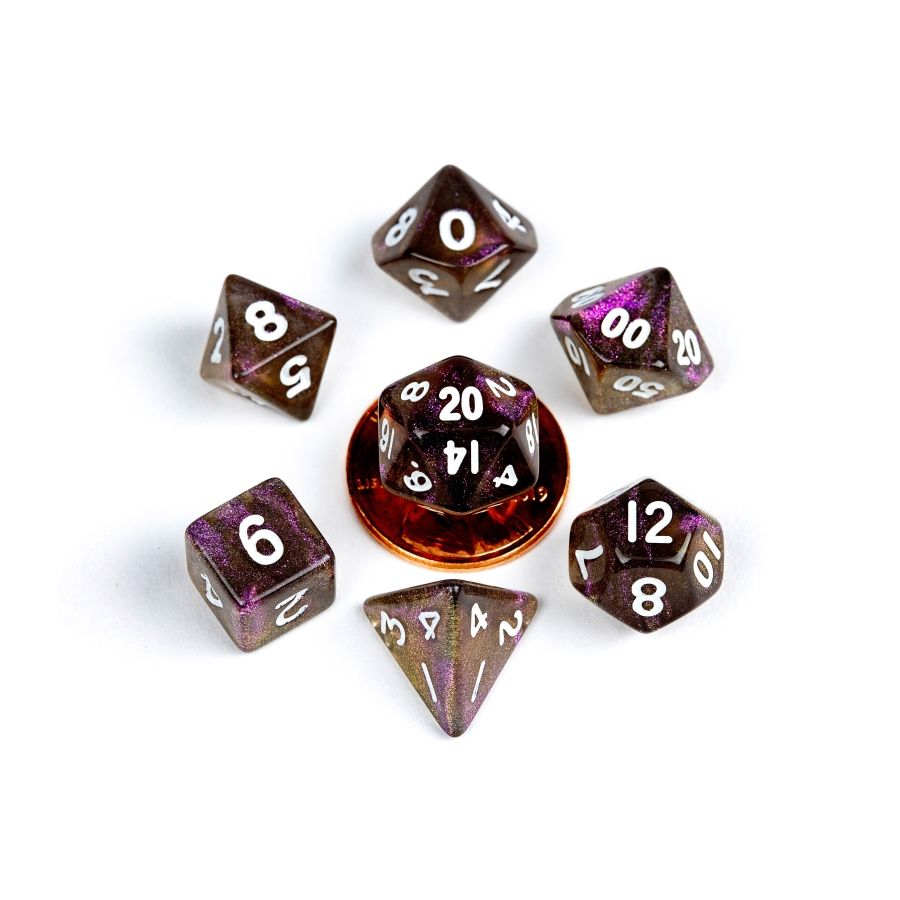7 COUNT MINI DICE POLY SET: STARDUST SUPERVOLCANO
