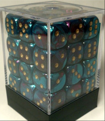 36 Gemini Purple-Teal w/ Gold 12mm D6 Set [CHX 26849]
