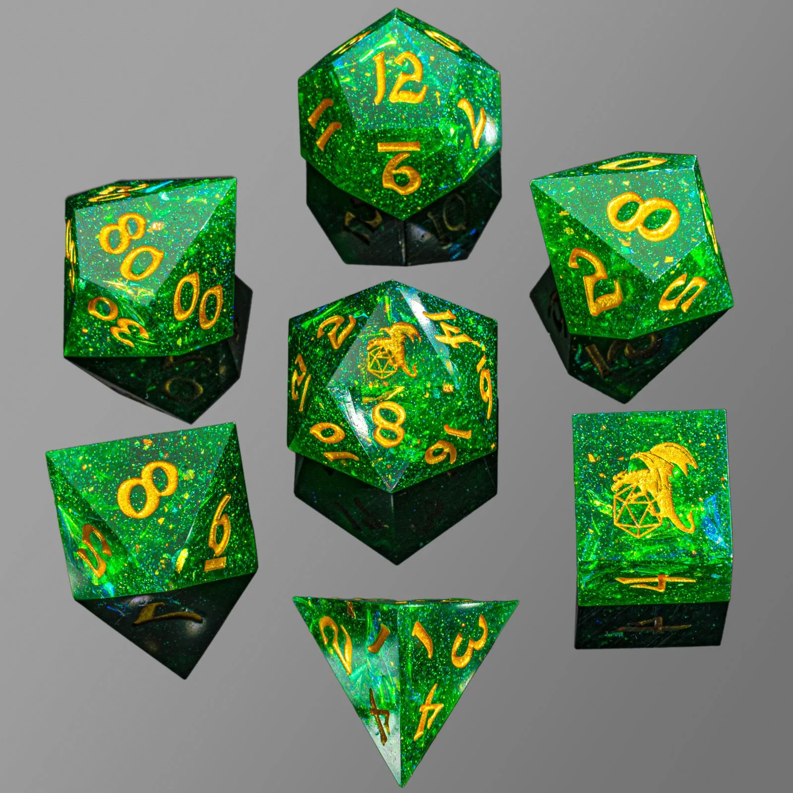Captured Magic Sharp Resin Dice Set Green