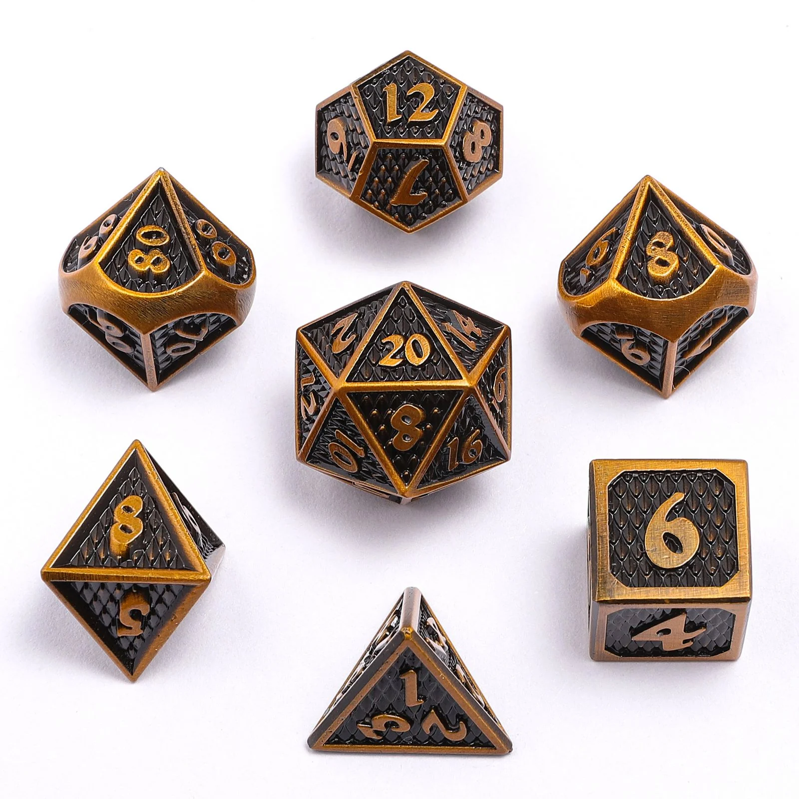 Solid Metal Mini Behemoth Dice set - Ancient Gold