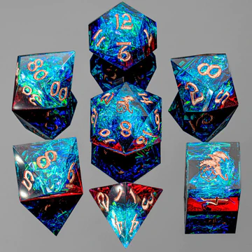 Captured Magic Sharp Resin Dice Set Blue & Red