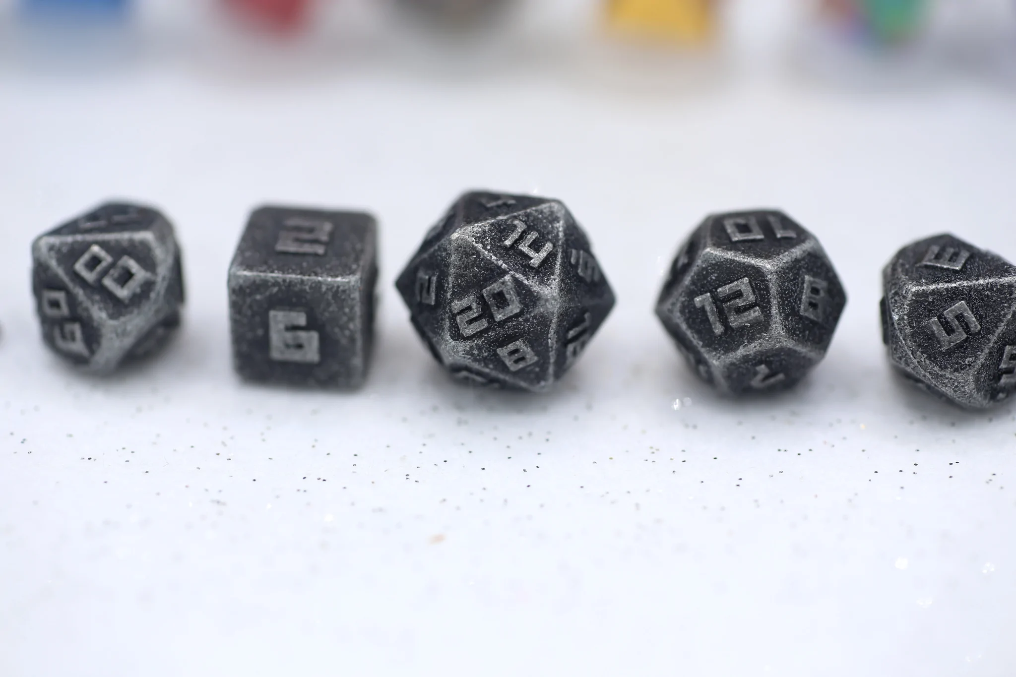 10mm Mini Metal RPG Dice Set Ancient Siler