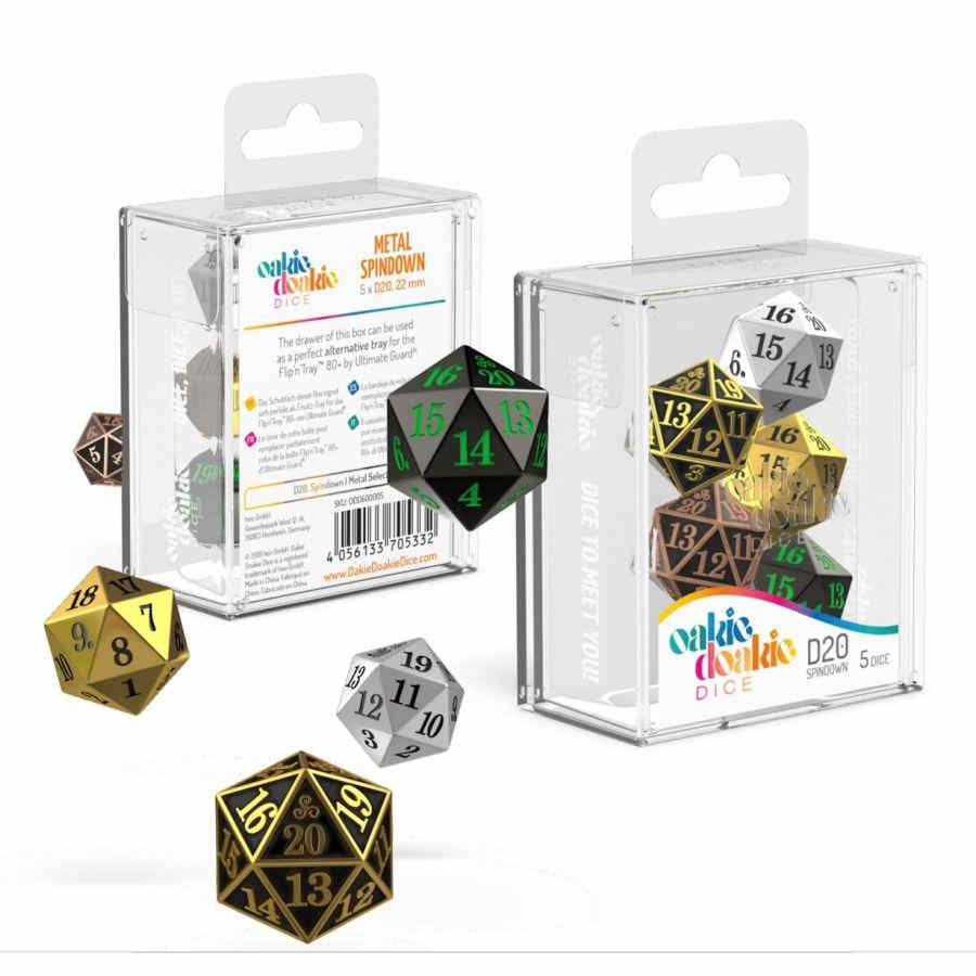 OAKIE DOAKIE DICE: D20 SPINDOWN SET - METAL (5CT)