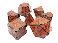 Old School Dice: Knights of the Round Table - Orange Sapphire w/ Black