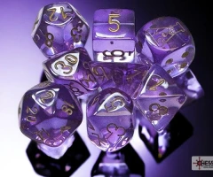 CHX30059: 7-Die Set Transparent Lavender/Gold: (Lab Dice)