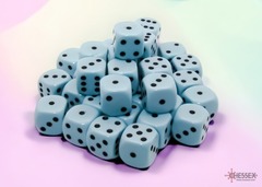 CHX25866 Opaque Pastel Blue/black 12mm d6 Dice Block (36 dice)