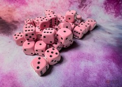 CHX25864 Opaque Pastel Pink/black 12mm d6 Dice Block (36 dice)