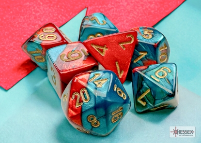 CHX20662 Gemini Mini-hedral Red-Teal/gold 7-Die Set