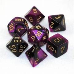 Gemini Black-Purple w/Gold Set of 7 Dice - CHX26440