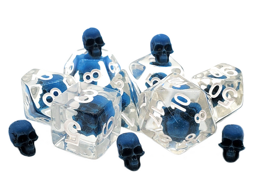 7-Die Set Infused - Skull Blue w/ White(Lab Dice)