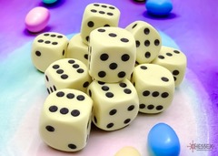 CHX25662 Opaque Pastel Yellow/black 16mm d6 Dice Block (12 dice)