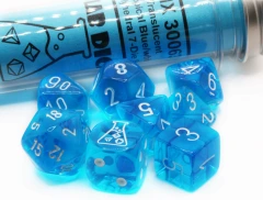 CHX 30063: 7-Die Set Translucent: Tropical Blue/White (Lab Dice 7)