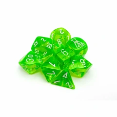 CHX 30062: 7-Die Set Transclucent: Rad Green/White (Lab Dice 7)