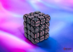 CHX25848 Opaque Black/pink 12mm d6 Dice Block (36 dice)