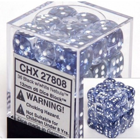 12mm D6 Nebula: Black w/White