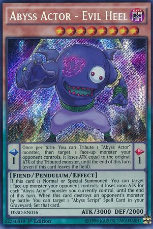Abyss Actor - Evil Heel - DESO-EN016 - Secret Rare - 1st Edition Near Mint - Picture 1 of 1