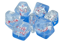 Old School 7 Piece DnD RPG Dice Set: Animal Kingdom - Koi Fish - Red w/ Blue