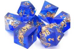 Old School 7 Piece DnD RPG Dice Set: Sharp Edged - Majestic Court