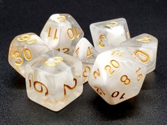 Old School 7 Piece DnD RPG Dice Set: Nebula - White