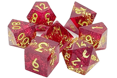 Old School 7 Piece DnD RPG Dice Set: Sharp Edged - Love & Passion