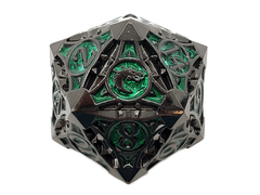 Old School 23mm D20 Metal Die: Gnome Forged - Black Nickel w/ Green