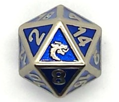 Old School DnD RPG Metal D20: Elven Forged - Metallic Blue