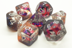 Old School 7 Piece DnD RPG Dice Set: Dragon Eye - Skeletal