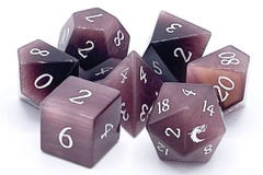 Old School 7 Piece DnD RPG Gemstone Set:  - Purple Cat's Eye