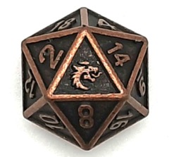 Old School DnD RPG Metal d20: Dwarven Forged - Ancient Bronze