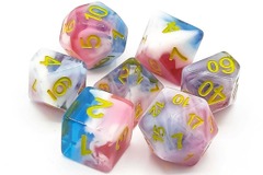Old School 7 Piece DnD RPG Dice Set: Gradients -  Winter's Rose