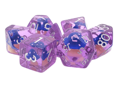 Old School 7 Piece DnD RPG Dice Set: Infused - Mushroom - Blue