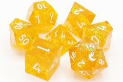 Old School 7 Piece DnD RPG Dice Set: Sharp Edged - Lemon Tree