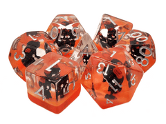 Old School 7 Piece DnD RPG Dice Set: Infused - Demon - Red