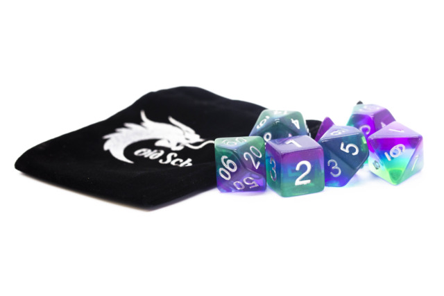 Old School RPG Dice Set: Gradients -  Translucent Blue Aurora