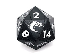 Old School DnD RPG Metal D20: Orc Forged - Matte Black w/ White