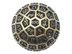 Old School Dice D100 50mm Hollow - Dragon's Head - Ancient Gold