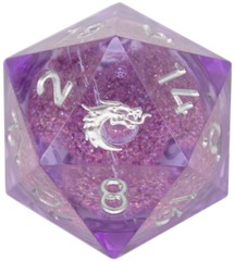 Old School Sharp Edged 22mm D20: Liquid Infused - Amethyst Fury