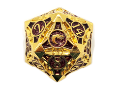 Old School 23mm D20 Metal Die: Gnome Forged - Gold w/ Purple