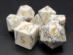 Old School 7 Piece DnD RPG Gemstone Set:  - White Turquoise