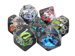 Old School 7 Piece DnD RPG Dice Set: Infused - Dragon Eye - Spectral