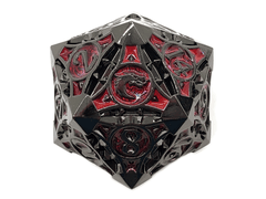 Old School 23mm D20 Metal Die: Gnome Forged - Black Nickel w/ Red