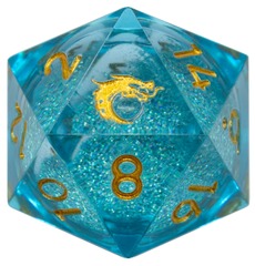 Old School Sharp Edged 22mm D20: Liquid Infused - Azure Fury